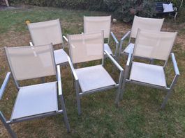 6 Gartenstühle Aluminium Textil, 43cm Sitzhöhe