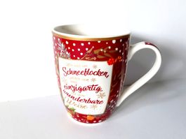 Tasse Mug Teetasse weiss rot Wintermotiv