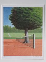 Lithographie "The lost (tennis)ball on the tree" - René Boin