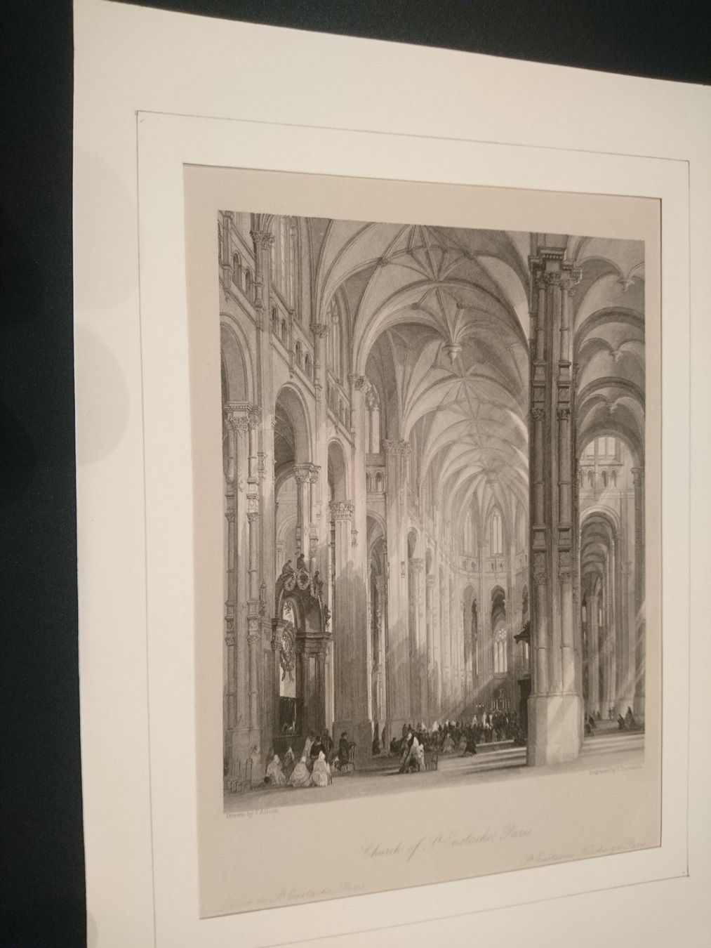 Dipinti: Original Stich THOMAS ALLOM um 1840. St. Eustache Paris. Rar – Usato da Zürich venduto da Rst7 6