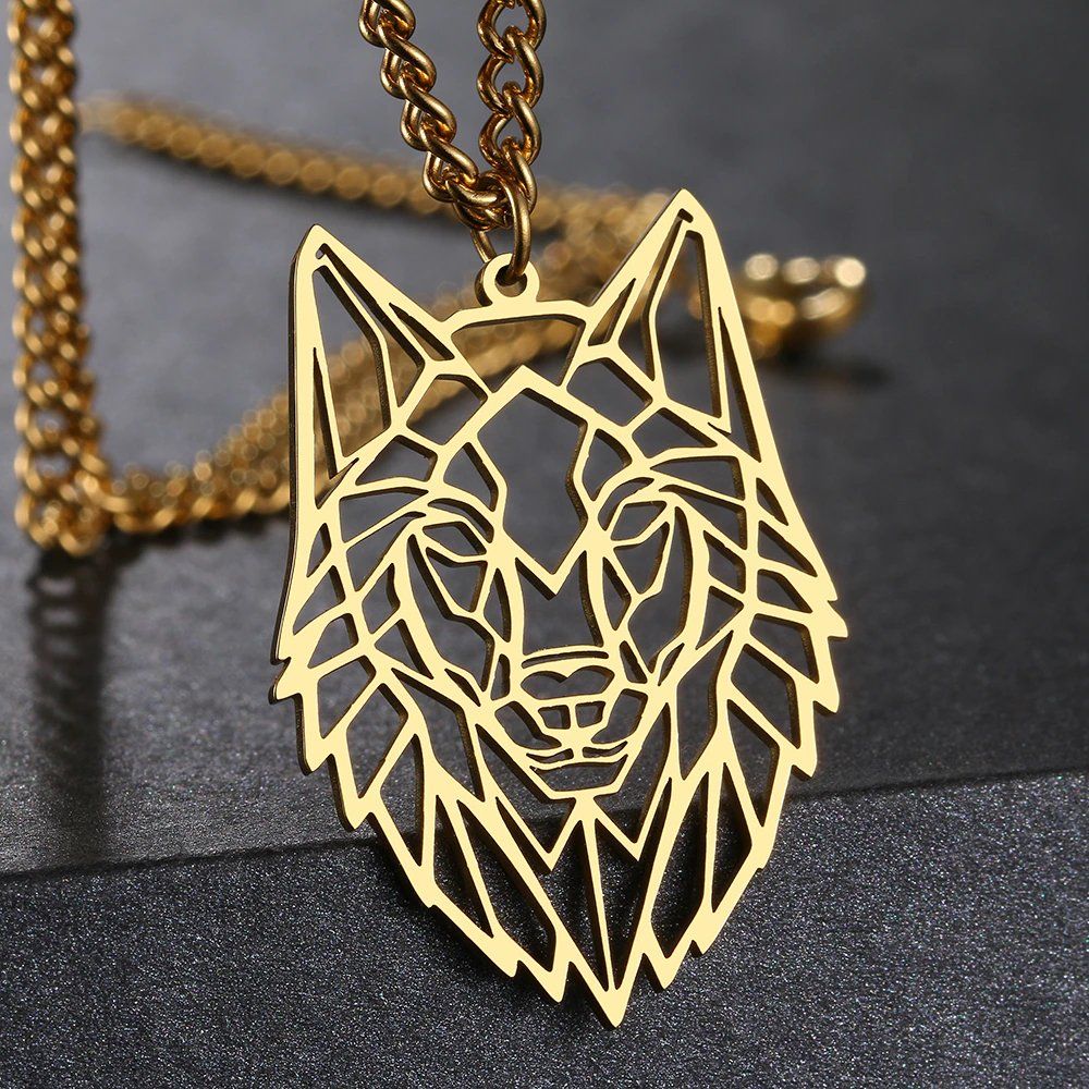 Catenine: Edelstahl Halskette mit Wolf Anhänger in GOLD – Nuovo e nell'imballaggio originale da Tumegl/Tomils venduto da Steinschleuder-Shop 1