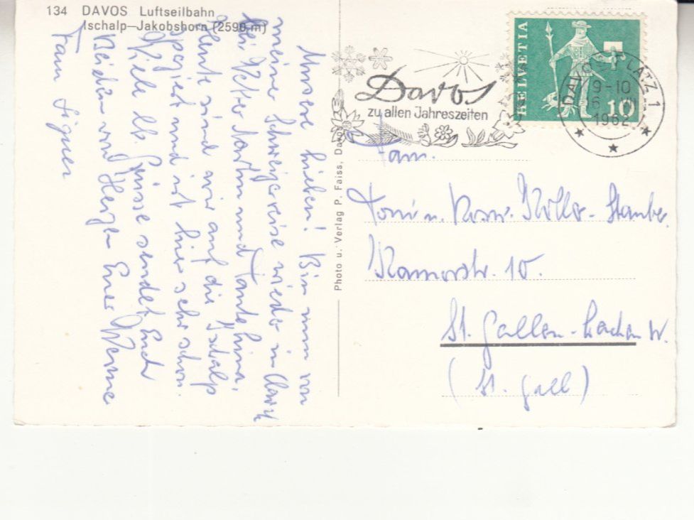 Cartoline postali: Ischalp - Jakobshorn 1962 – Usato da Bürglen TG venduto da StampGraf 1