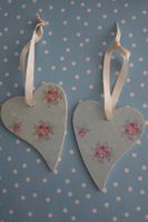 2x Herzen im shabby chic Stil NEU Rosen Nostalgie