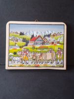 Bauernmalerei Sommer Mini Bild Kuhe Senn Haus Ziegen * 14
