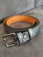 Ceinture/Belt En Cuir Lézard Argenté