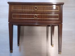 Meuble table de chevet bois placage et laiton vintage 