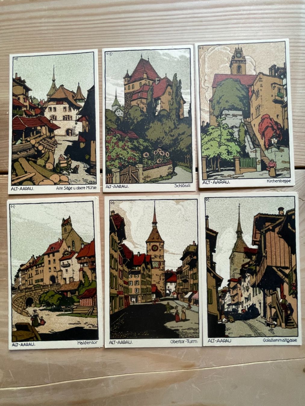 Cartoline postali: 6 Künstlerpostkarten Alt-Aarau – Nuovo e nell'imballaggio originale da Bern venduto da silas026 1
