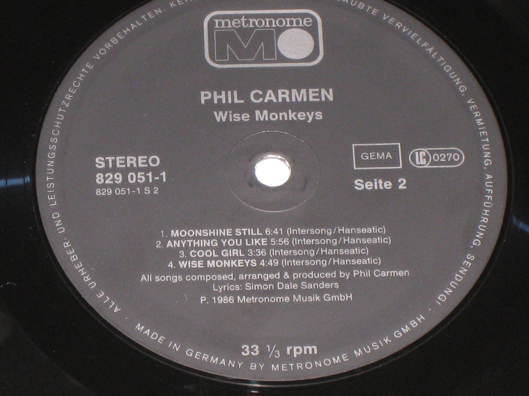 Dischi in vinile: LP - PHIL CARMEN - WISE MONKEYS – Usato da Steckborn venduto da Quo7 2