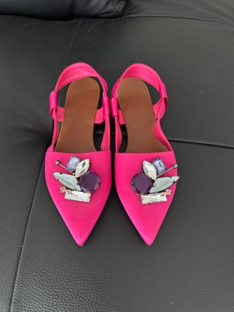 Pink Slingpumps mit Schmucksteinen, Gr. 36 - Sommer Hit!