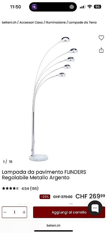 Lampade: BELIANI -- Lampada a stelo, Argento – Usato da Chiasso venduto da D.erre