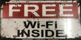 Free Wifi Blechschild Metallschild WLAN Internet Hotel Bar