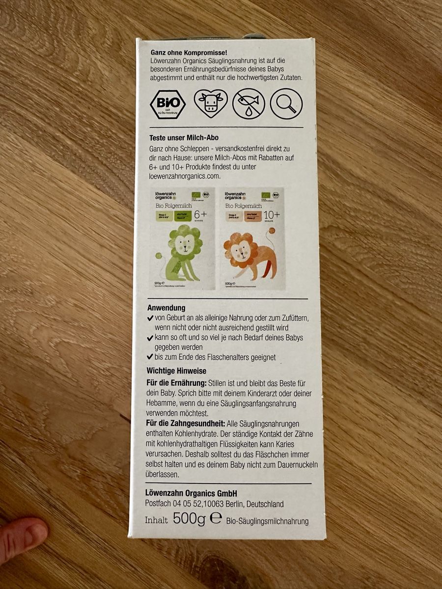 Cibi & Specialità: Löwenzahn Organics Baby Formula 0+ – Nuovo e nell'imballaggio originale da Kilchberg ZH venduto da kku_pv69 1