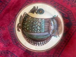 Keramik Teller mit Eule, Wandteller, Vintage, Top Zustand