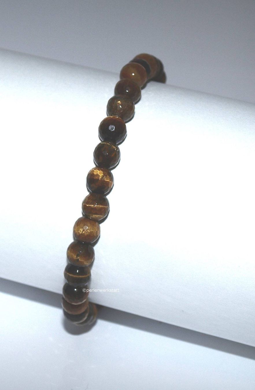 Bracelets: Armband Tigerauge facettiert – Neuf avec emballage d'origine à Mumpf par perlenwerkstatt
