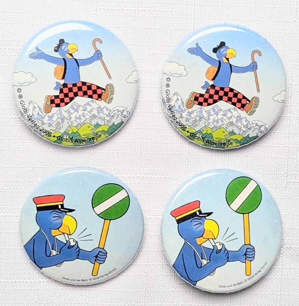 Broschen & Nadeln: 4x Globi - Button - Anstecker - Pin Globi-Verlag – Neu (gemäss Beschreibung) aus Wängi von ABIZONE-86