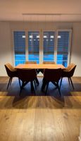 Esstisch Holz Akazie massiv 160x85 cm, schwarzes X-Gestell
