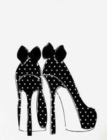 NEUES Wand-Tattoo High Heel schwarz-weiss Polka dots - 81407