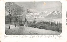 Gerzensee (BE) Dorfblick mit Berner Alpen