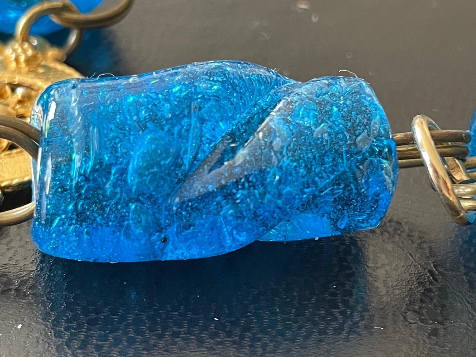 Catenine: Blaue Glas-Kette mit Golddetails – Usato da Schwerzenbach venduto da Tamama 5