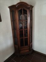 Vitrinenschrank Eckschrank Holz mit Glasfront u Schlüssel 