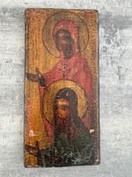 Antike Ikone auf Holz – Jesus Christus & Heiliger - Tempera