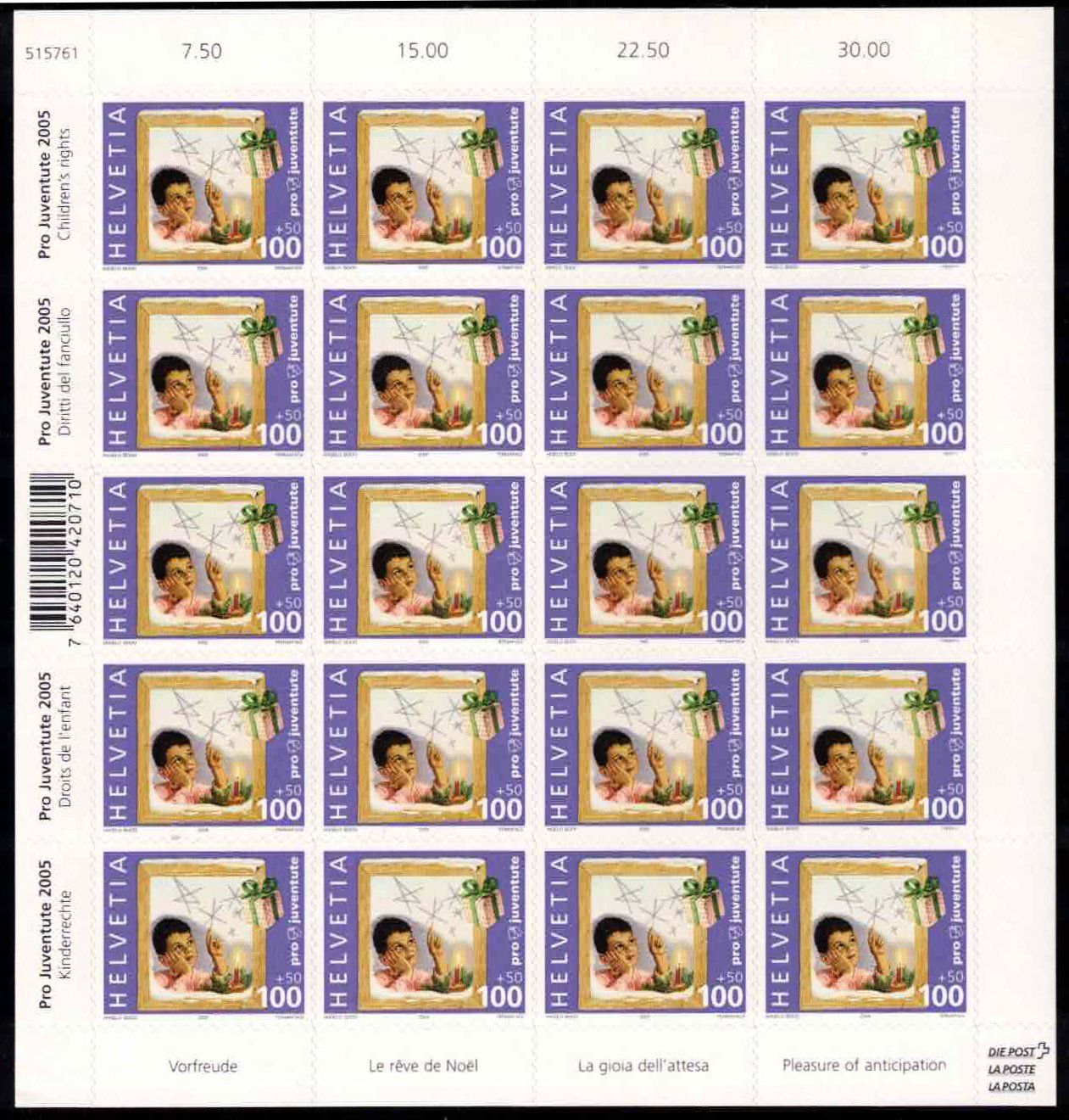 Tutti i francobolli: Pro Juventute 2005, Bogen Serie komplett, Kat.950.- – Nuovo (secondo la descrizione) da Nuglar venduto da Stamp88 3
