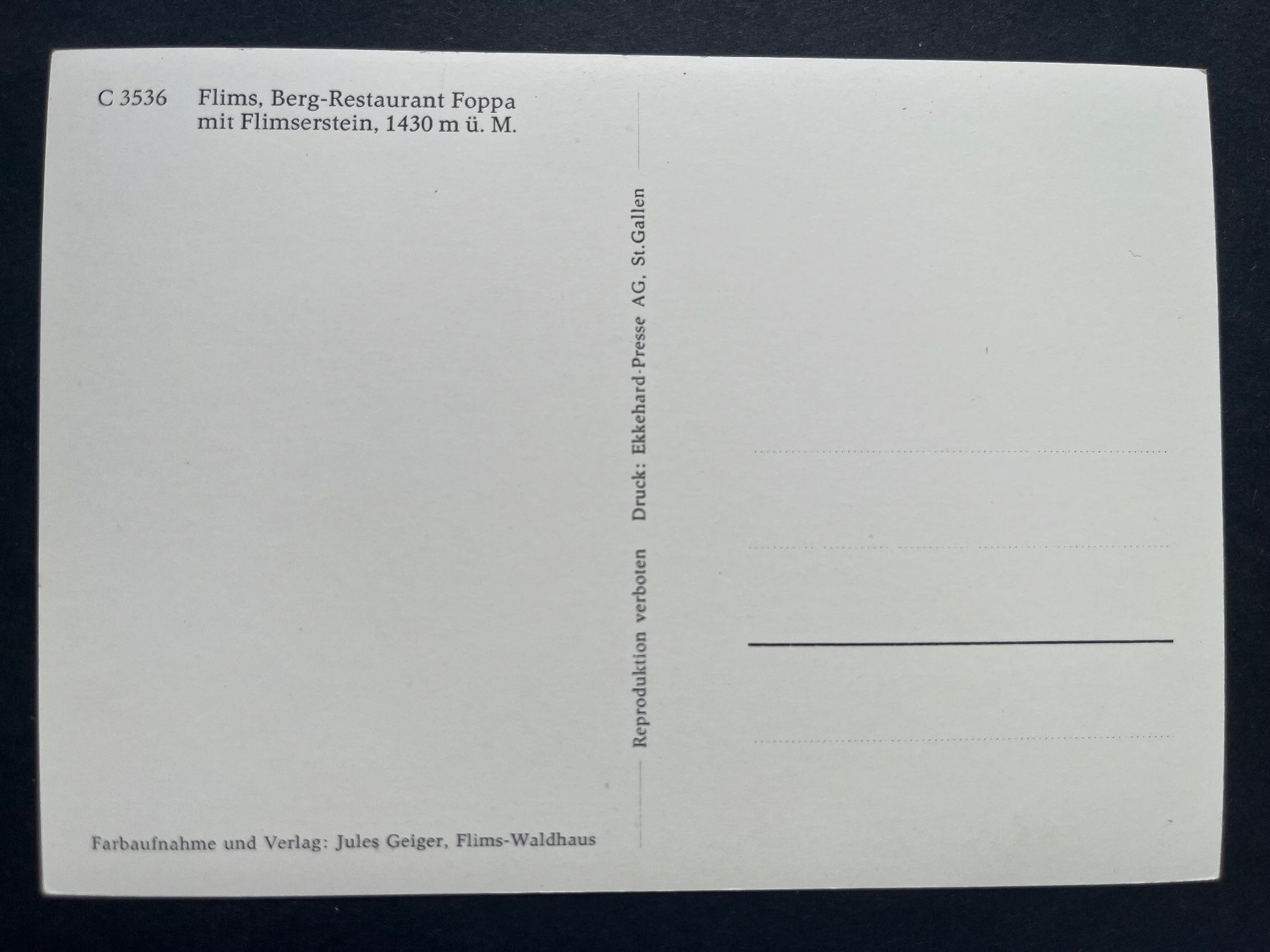 Cartoline postali: Flims, Berg-Restaurant Foppa mit Flimserstein – Usato da Ostermundigen venduto da DaxKarten-75 1
