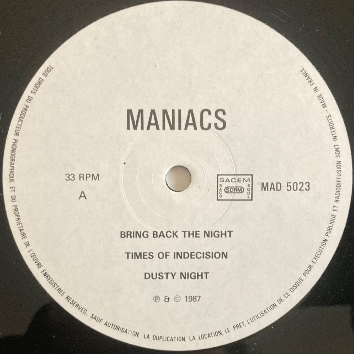 Dischi in vinile: MANIACS - BRING BACK THE NIGHT – Usato da Poliez-Pittet venduto da Newtown-Records 2