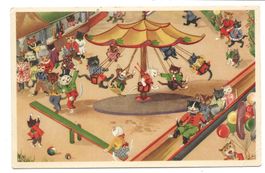 Katzenkarte - Jahrmarkt - Karussell - Rutsche - Wippe
