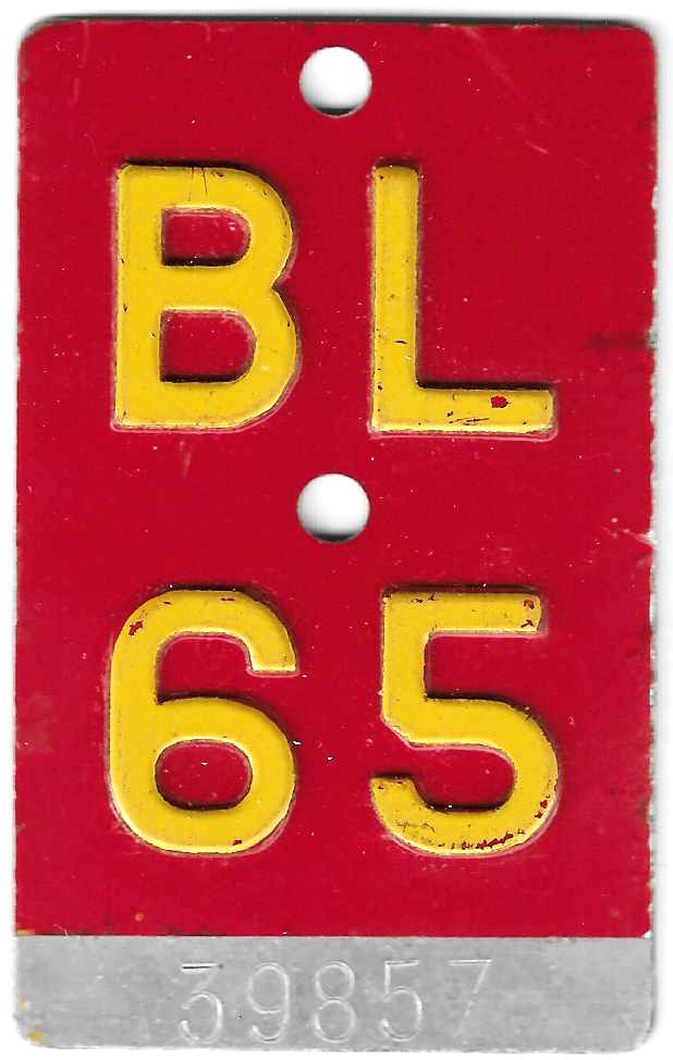 Insegne: Velonummer Basel Land 1965 BL 65. – Usato da Bülach venduto da bauchnuschti2