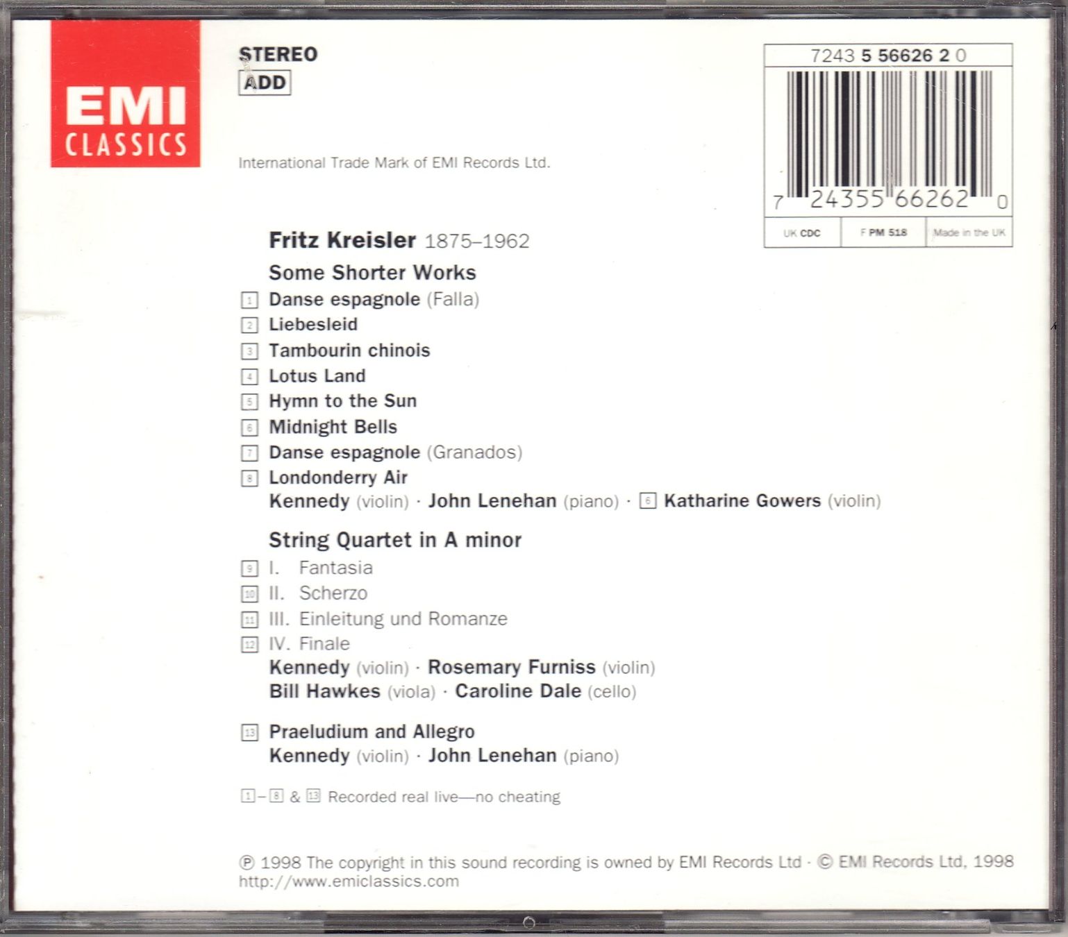 CDs: Kennedy • Kreisler – Neuf (Voir description) à Boussens par catfood01 1