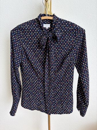Damen Bluse marine mit Punkten 36 polka dots