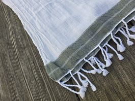 Fouta: Hammamtuch écru/olive-SALE