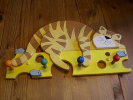 Süsse 4er Kindergarderobe, Holz, Sujet Katze