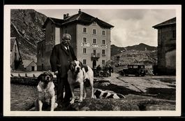AK St. Gottardo, Hotel St. Gottardo mit Bernhardinern und Au