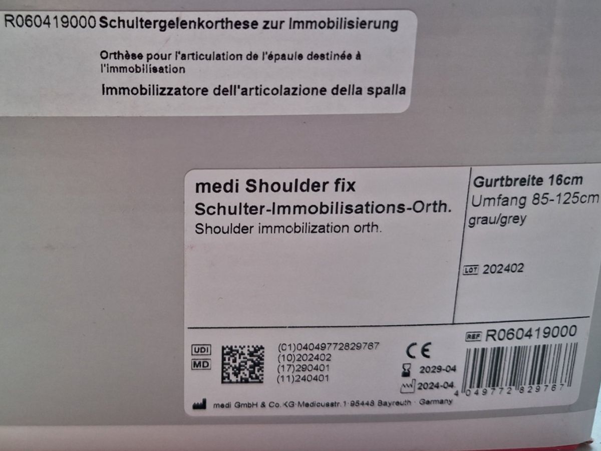 Attrezzature mediche: MEDIZINISCHE SCHULTERFIXIERUNG – Nuovo e nell'imballaggio originale da Huttwil venduto da Kunterbuntli 1