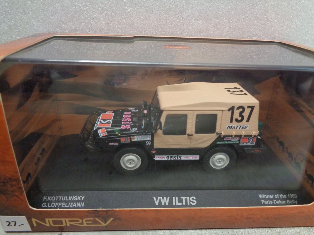 Voiture Miniature Norev 1/43 Volkswagen Iltis Dakar 1980 N°137 - Occasion Comme Neuve, Boîte Abîmée