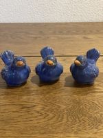 Drei blaue Keramikvögel Dekoration guter Zustand