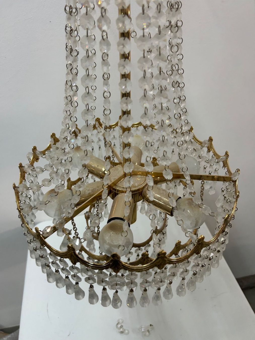 Lampadari & plafoniere: Kronleuchter 7-flammig Messing und Kristallglas – Usato da Zürich venduto da Levelart 1