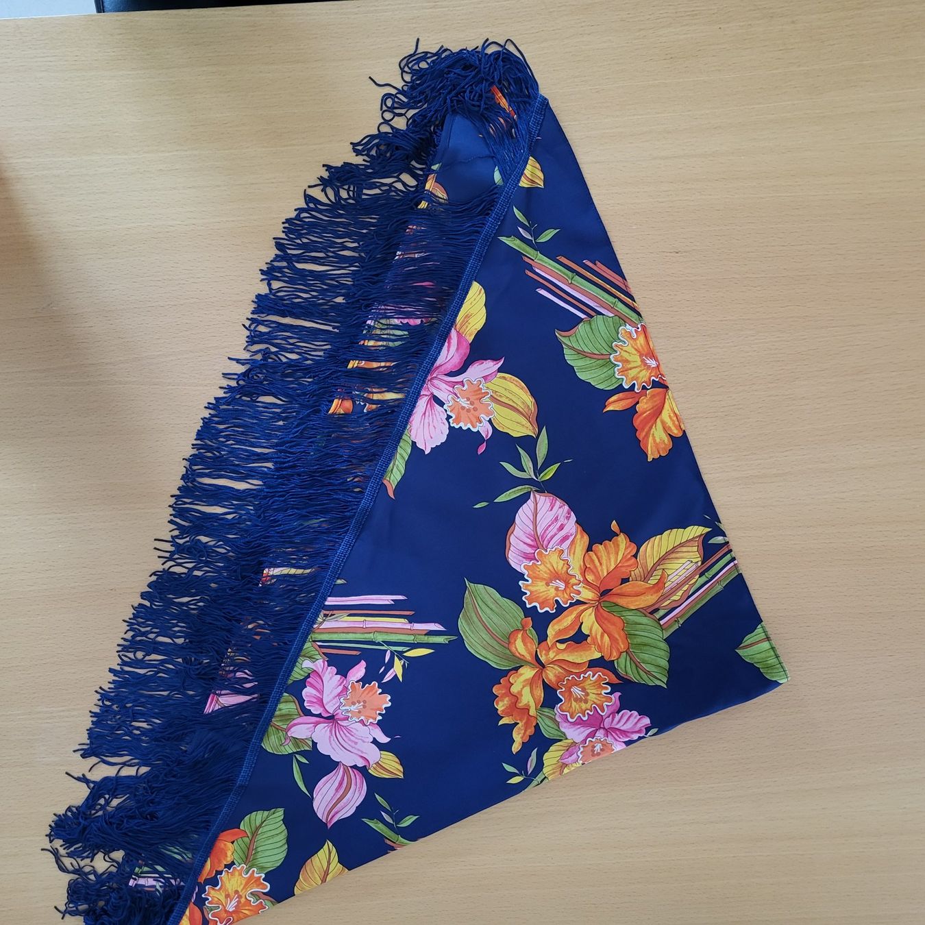 Vestiti: Abendkleid, blau mit Blumenmuster, sehr elegant – Usato da Andermatt venduto da urseren14 3