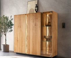 Highboard LAUSANNE Wildeiche massiv 136 x 130 cm