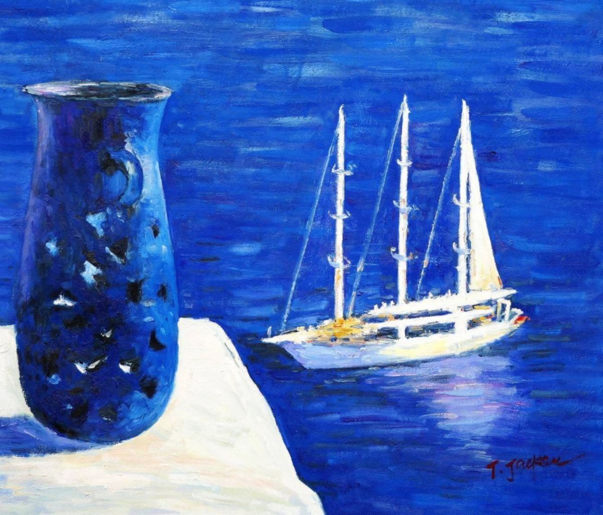 Riproduzioni & Creazioni: Modern Art - Ein Tag auf Santorin – Nuovo (secondo la descrizione) da Larnaca venduto da KunstDepot24