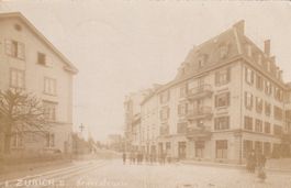 Echtfotokarte Zürich Bederstrasse belebt