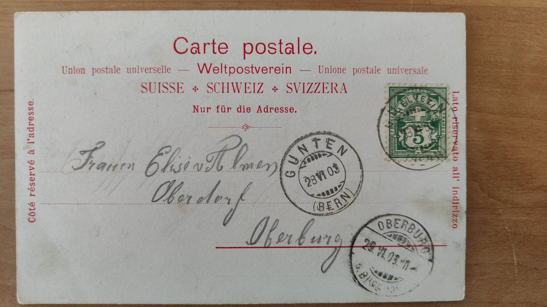 Cartoline postali: Gruss aus Gunten um 1900 – Usato da St. Erhard venduto da Chaeferli6 1