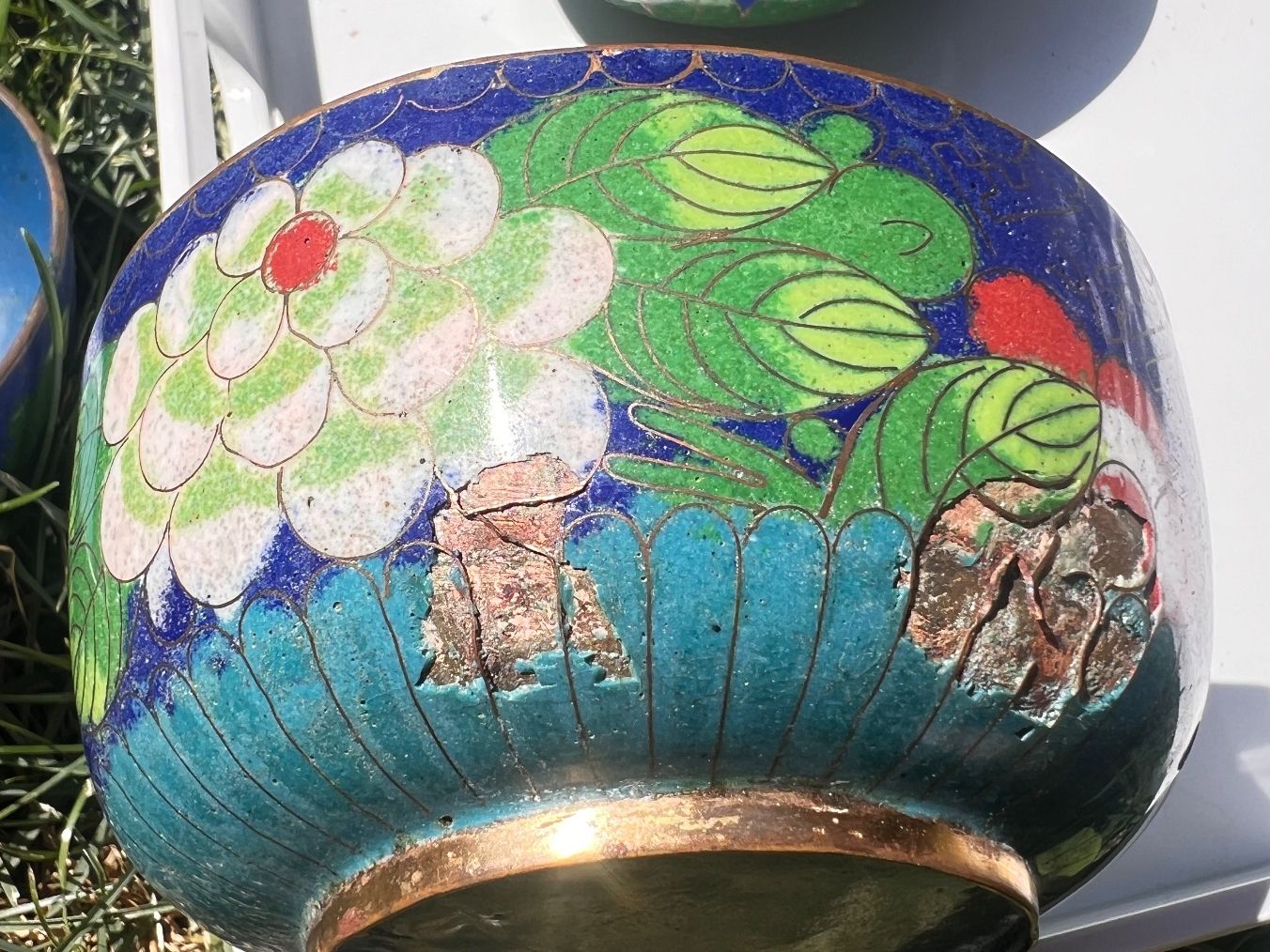 Ciotole: Antique brass enamel Chinese export bowls – Usato da Lausanne venduto da NYC67 8
