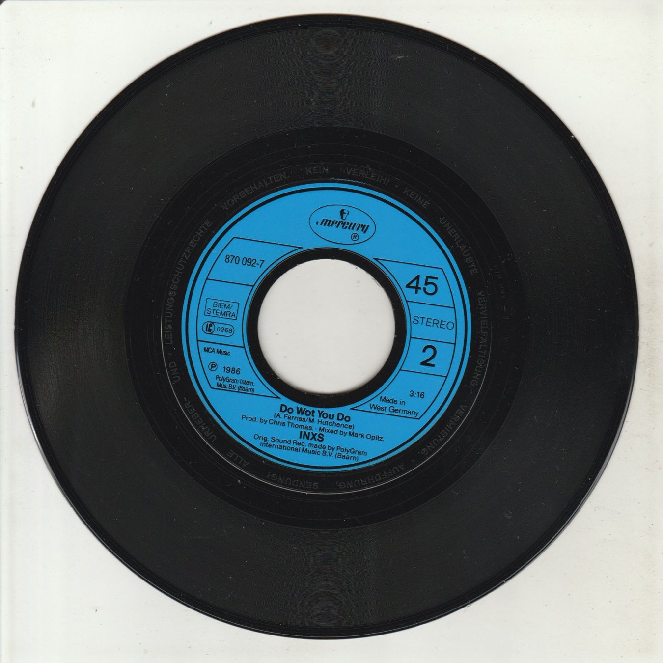 Dischi in vinile: INXS - New Sensation 7" Vinyl 1987 – Usato da Tübach venduto da JamesStone 3