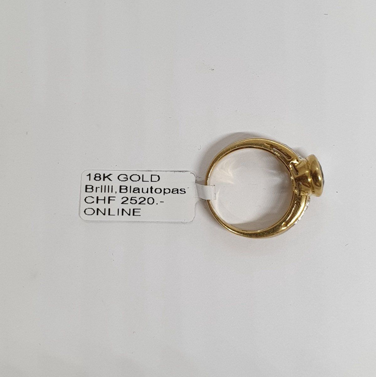 Anelli: Echt 18K Gold - Brilliant, Blautopas Ring – Usato da Luzern venduto da luzerngoldhaus 3
