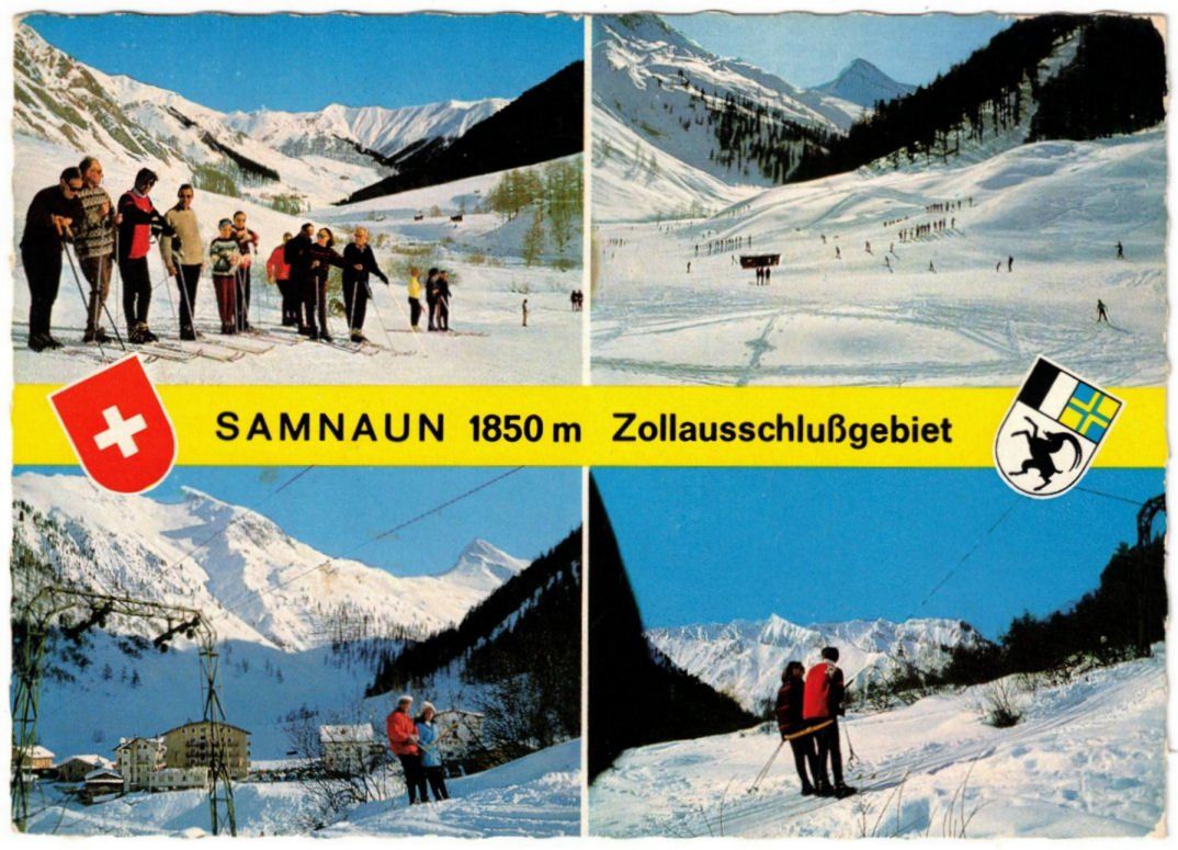 Cartoline postali: Samnaun - 3 Bild AK Alp Trida – Usato da Binningen venduto da Mountainrider