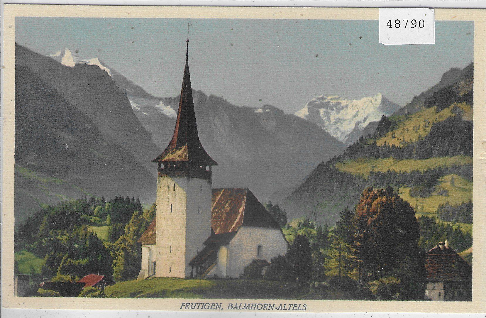 Cartoline postali: Frutigen - Kirche - Litho - Photo: E. Gyger – Usato da Ettingen venduto da Kartenplanet