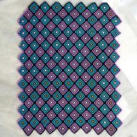 Grande couverture crochetée fait main colorée vintage unique
